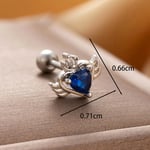 Blue & Silver / 1 Piece Simple Series Classic Heart Titanium Steel Silver Color Zircon Women's Stud Earrings Picture2